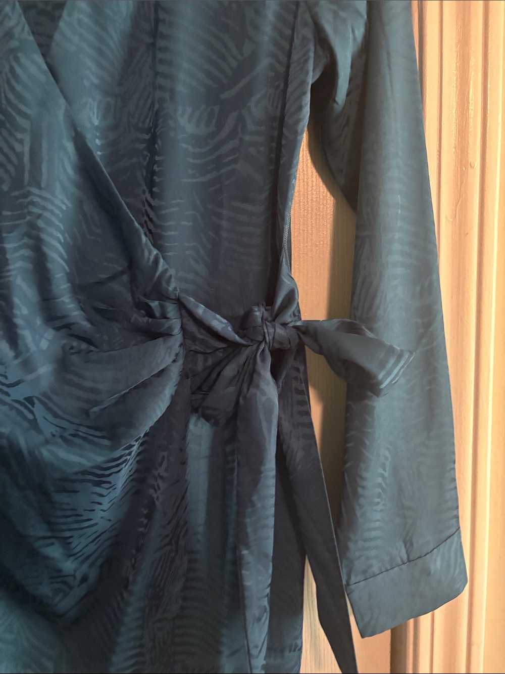Teal Wrap Long-Sleeve Dress size Medium - Picture 2 of 6